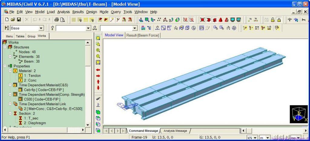 Hướng dẫn tính dầm T dự ứng lực bằng Midas  