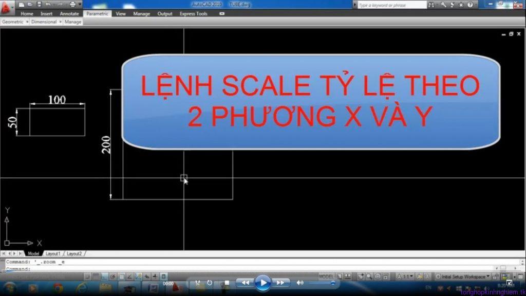 Lisp scale 1 chiều trong autocad  