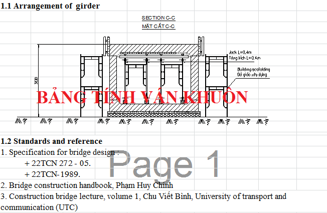 Bảng tính ván khuôn thi công cống hộp  