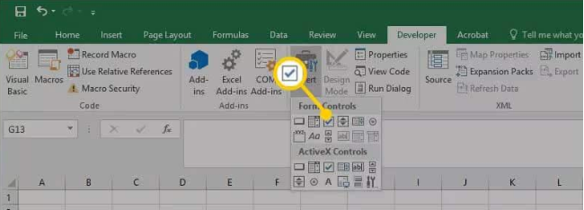 Excel- Tạo checkbox trong bảng tính  