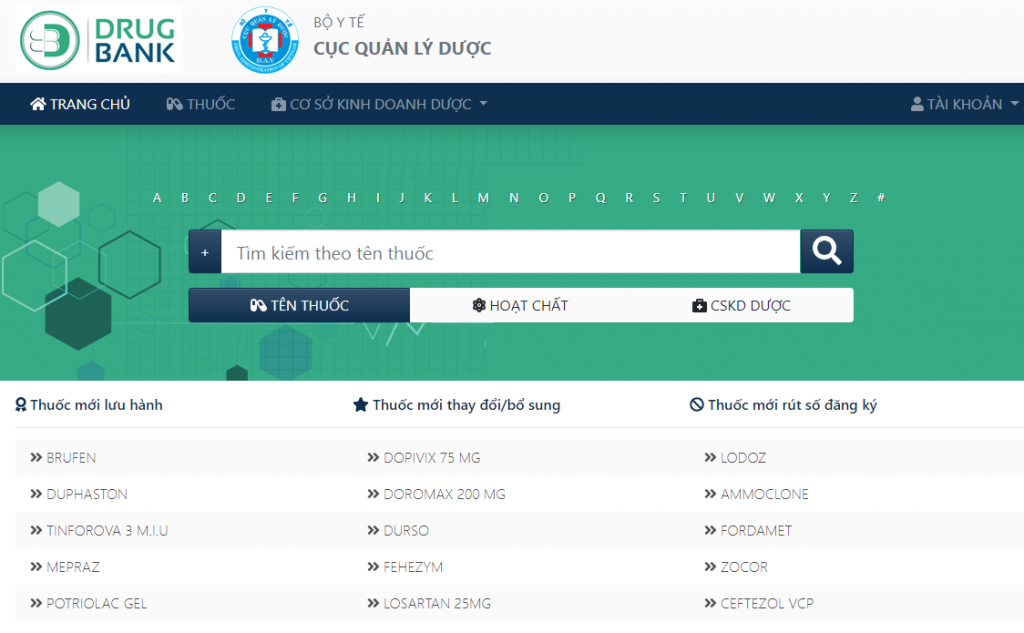 Cách tra cứu thông tin thuốc trên website  