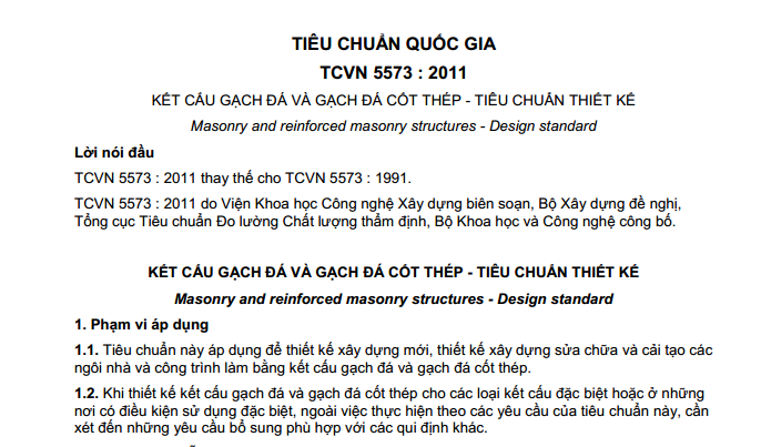 Tiêu chuẩn thiết kế, thi công và nghiệm thu kết cấu gạch, đá xây   Tiêu chuẩn thiết kế, thi công và nghiệm thu kết cấu gạch, đá xây