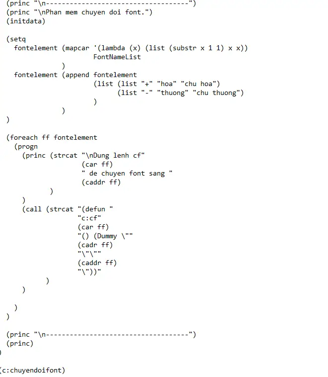 Lisp chuyển đổi mã font chữ trong Autocad  