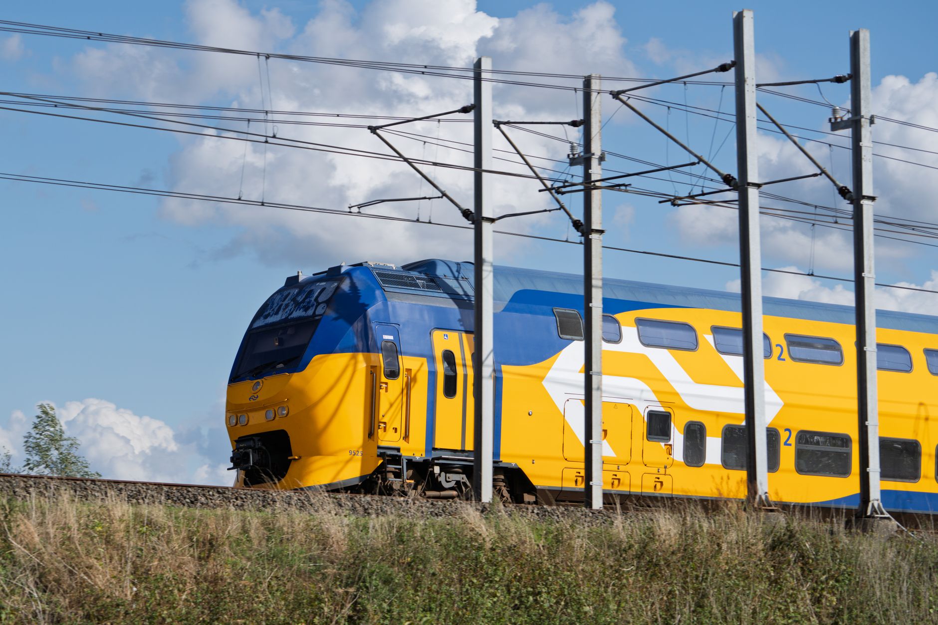 overhead catenary power lines high speed train