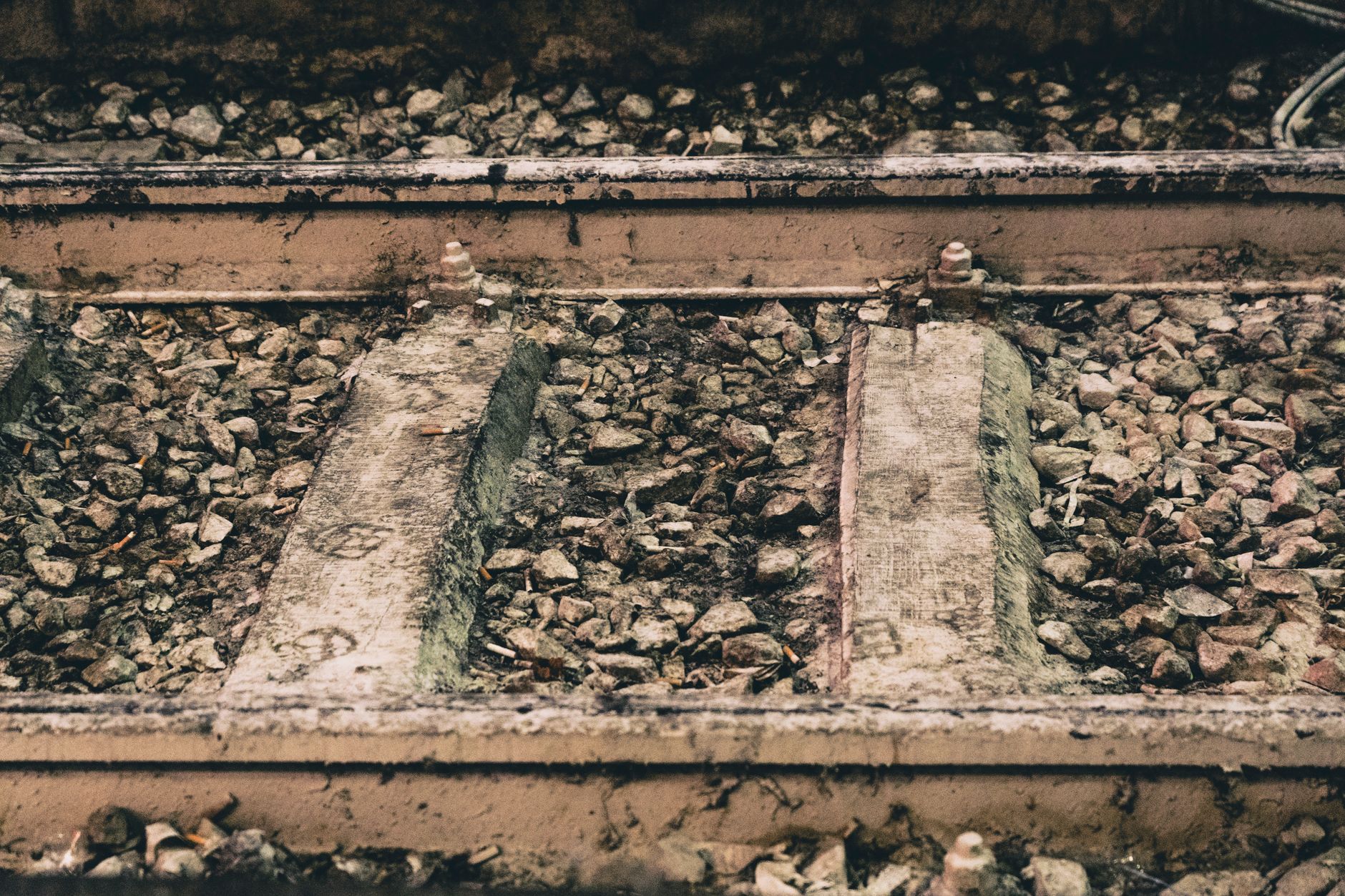 ballastless track concrete slab railway close up
